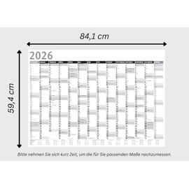 DIN A1 Wall Calendar for 2026, 14 Months, Annual Calendar, Monthly Overview, (84.1 cm x 59.4 cm), Planner Appointments, e.g. for Office, Home, Year Planner, Monthly Planner, Family Calendar, Folded