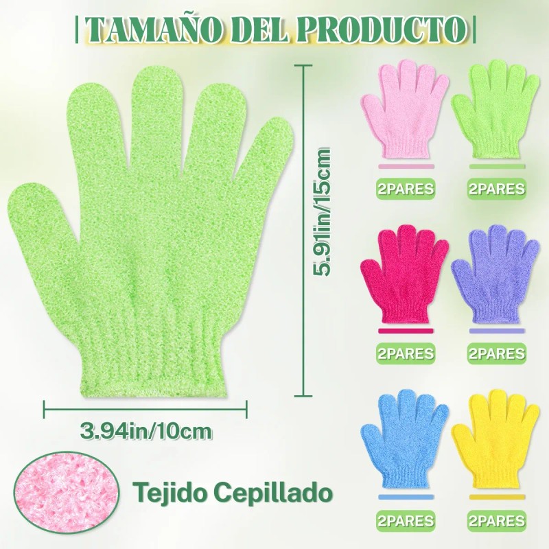 12pares Guantes Exfoliantes Ducha Baño Body Spa Fibra Unisex