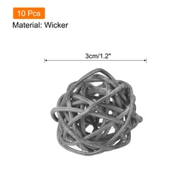 sourcing map 10 Pcs Wicker Rattan Balls 1.2 Inch Rattan Decorative Balls Vase Fillers for Wedding Party Centerpiece Bowls Home Decoration Grey