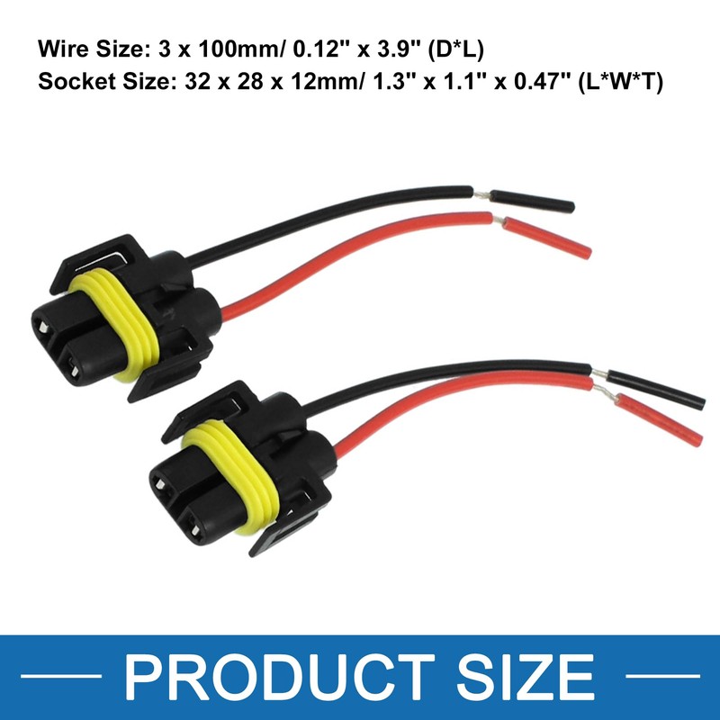 A ABSOPRO H11 Car Headlight Socket Wiring Harness Bulb Holder