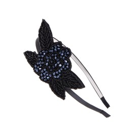 Alilang Womens Flapper Crystal Beaded Black Blue Flower Headband