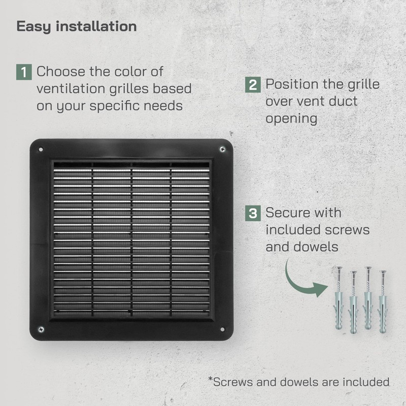 Vent Systems 10" x 10" Inch Black - Pack of