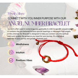 Magic Allure Angel Numbers Bracelet – 444 Numerology Bracelet – Symbol of Protection, Stability & Law of Attraction – Red String Bracelet with Waterproof Gold Jewelry – Spiritual Talisman for Women