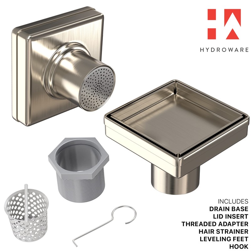 Hydroware Shower Drain - Stainless Steel Square Shape Shower Floor
