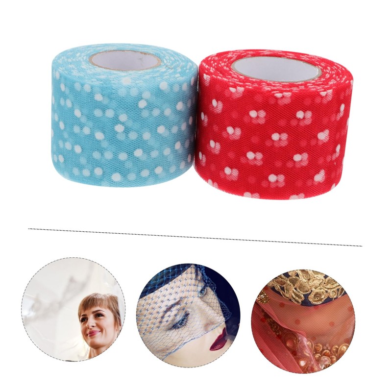 Hohopeti 2 Rolls Dots Pattern Net Yarn Decorative Mesh for