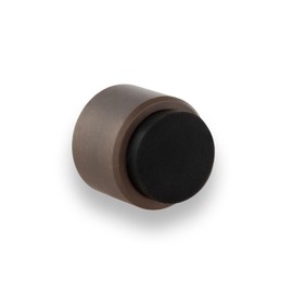 EVI Door Stoppers | Brass Door Handle Stopper - Adhesive and Screw Installation - Protector Rubber - 1.1x1.1In Rustic Finish Doorstop