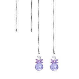 Crystal Ceiling Fan Pull Chains Hanging Pendants Prism Pack Of 2 Purple