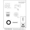 Westbrass A398RK-20 1-1/2" NPSM Coarse Thread Mushroom Tip-Toe Bathtub Drain