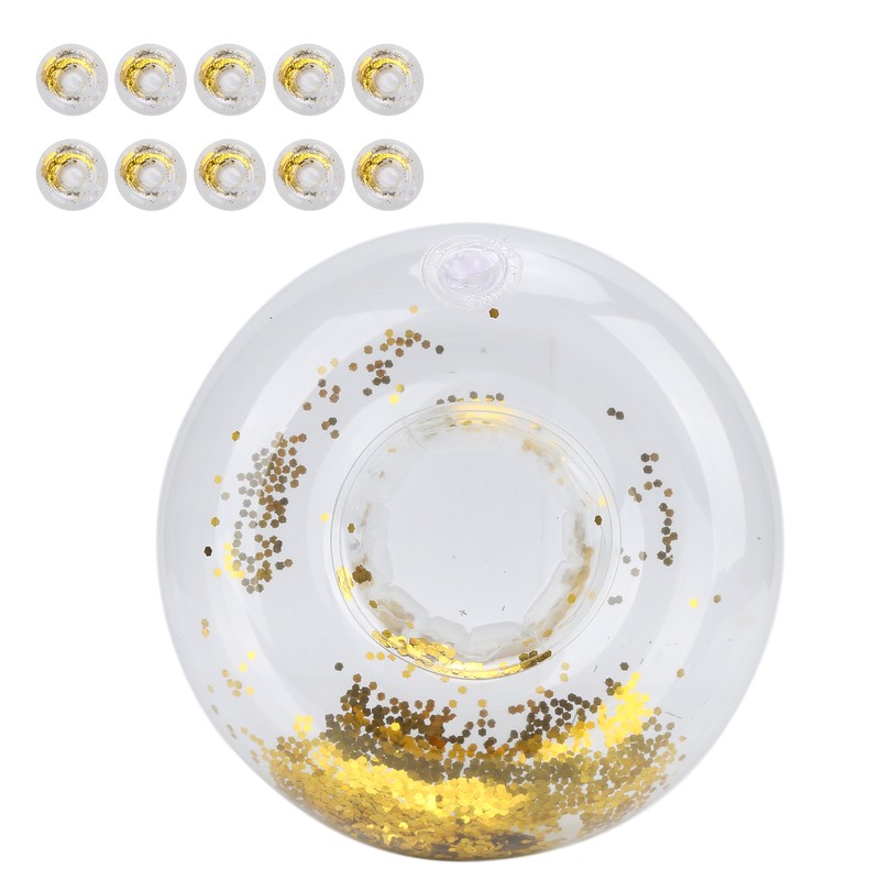 10pcs Round Gold Sequins Inflatable Drink Cup Holders Swimming Pool