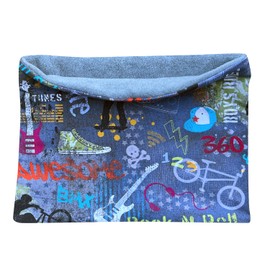 Wollhuhn Eco Girls/Women/Boys Warm Slip-On Scarf/Neckerchief Inner Fleece Lined Many Designs Winter Transitional Periods (Made of Organic Fabrics) 20220522, Cool Stuff Denim Blue