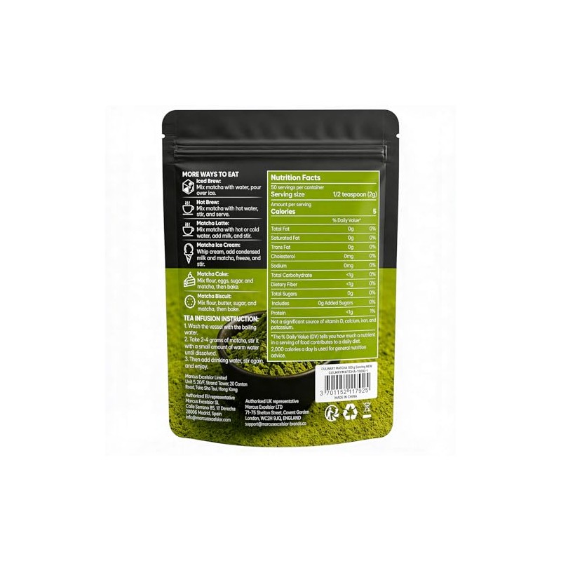 Bloomora Culinary Matcha Powder - Natural Green Tea for Beverages