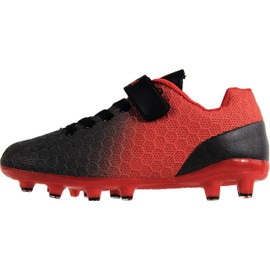 BomKinta Kid's FG Soccer Cleats Athletic Outdoor Soccer Shoes Black Red Size 6 M US Big Kid