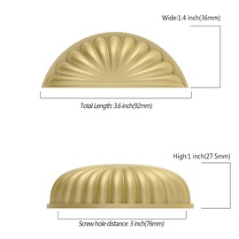 Asidrama 10 Pack 3 Inch(76mm) Brushed Gold Kitchen Cabinet Handles, Bin Cup Cabinet Pulls Kitchen Cabinet Hardware for Cabinet Cup Pulls