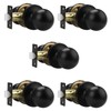 Knobonly 5 Pack Keyless Indoor Door Knob, Matte Black Passage
