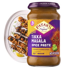 Patak’s Tikka Masala Spice Paste - Medium Indian Curry Paste w/a Blend of Freshly Ground Spices - Vegan & Gluten-Free - Flavorful Tikka Masala Curry Base for Home Cooking & More - 10oz Jar (Pack of 1)