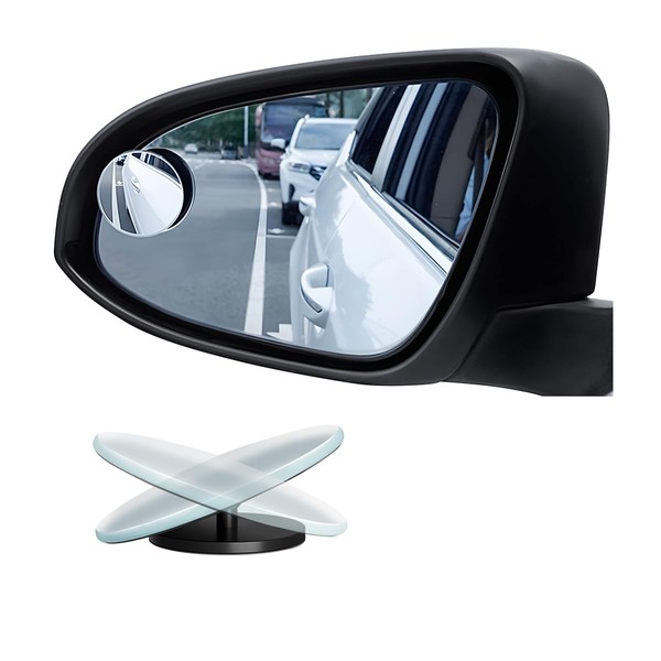 Osilly Car Blind Spot Mirror, 2" Round HD Glass Frameless Convex Rear View Mirrors, Wide Angle Stick-on 360° Adjustable Blindspot Mirror, Universal Accessories for All Vehicles, SUV, Truck