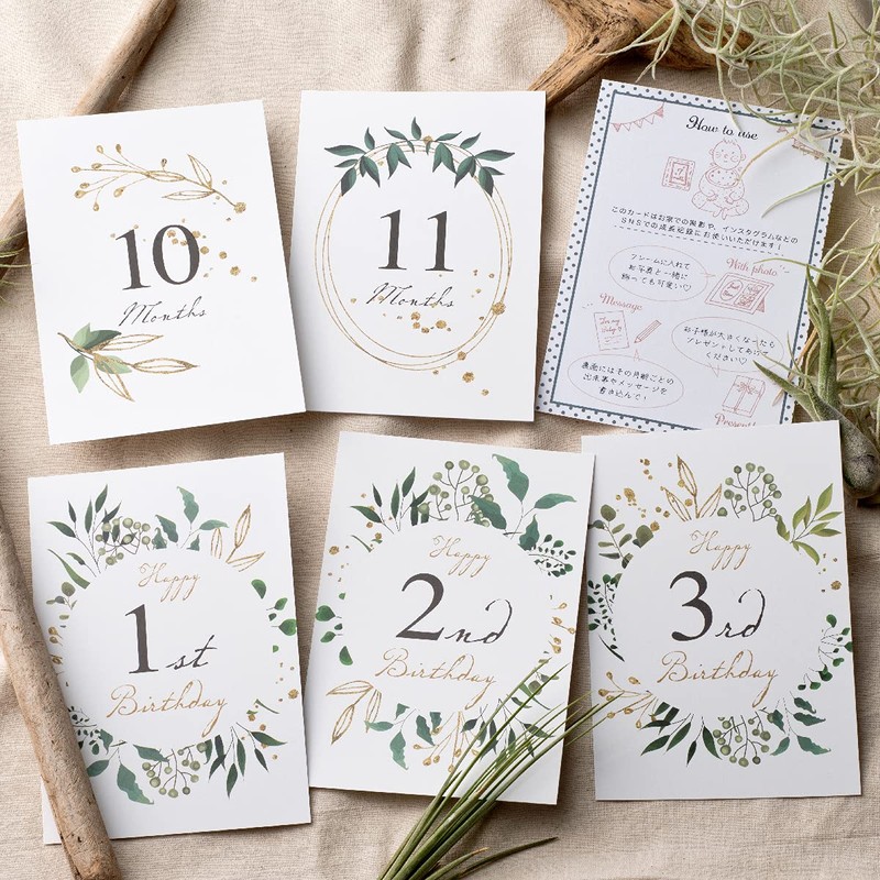 Baby Monthly Cards Green Age Cards