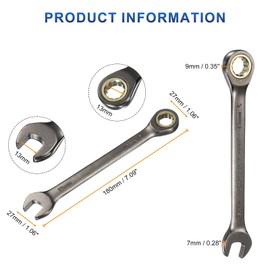 HARFINGTON 2Pcs Ratcheting Wrench 13mm Metric Open End Wrench 90-Teeth CR-V Steel Nickel Plated Fixed Head Combination Ratchet Wrench for Fasteners Nut Bolt