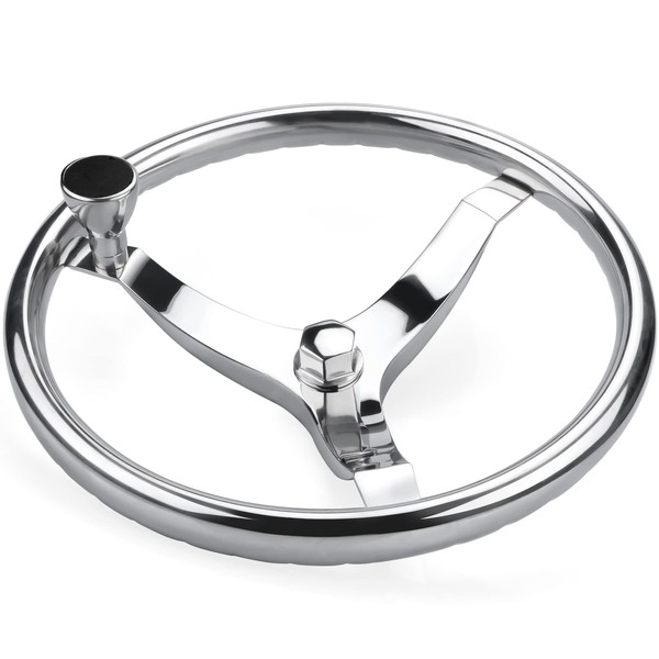 Stainless Steel Boat Steering Wheel 3 Spoke 13-1/2" Dia, with