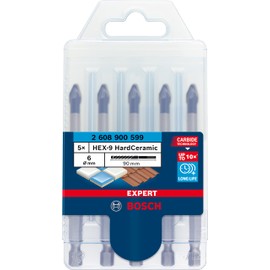 Bosch Professional 5 pc. Expert HEX-9 HardCeramic Drill Bit Set (for Roof tiles, Tiles, Ø 6 mm, Accessories Rotary Impact Drill)