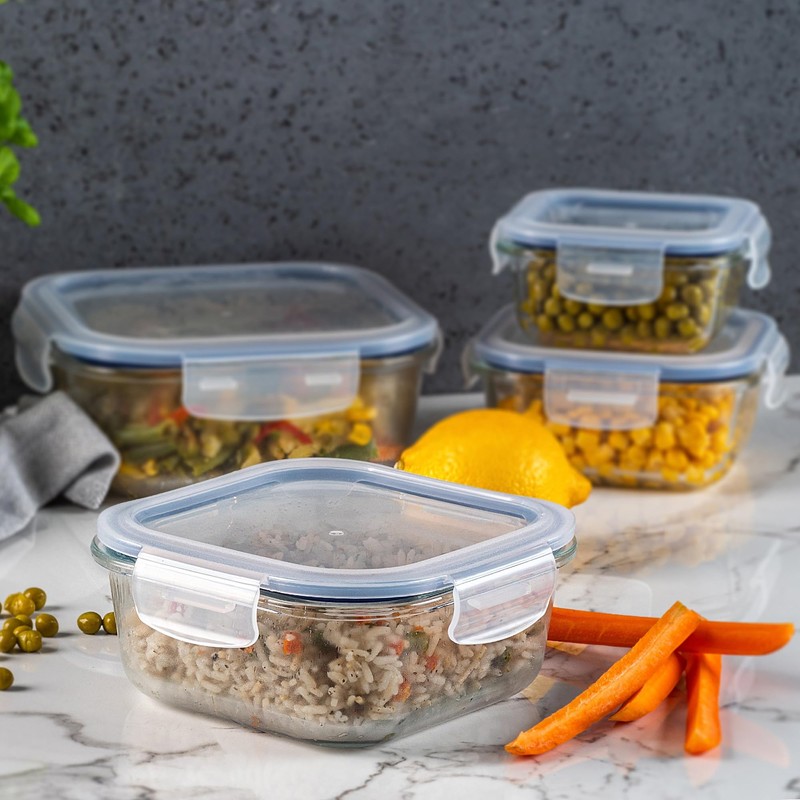 KADAX Glass Container with Lid, Food Container, Dishwasher Safe Food