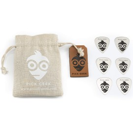 Pick Geek Steel Guitar Picks - 24 Premium Quality Steel Guitar Picks (Plectrums) for your Electric, Acoustic, or Bass Guitar - Gifted in a Unique Pick Bag - Includes FREE Pick Geek Wedgie Pick Holder