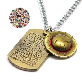 Zaky Straw Hat Luffy Skeleton Pendant Necklace Cosplay Anime One P. Sticker Set Gifts for Fans 11 Pcs