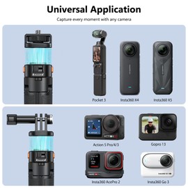 VRIG Pocket 3 Selfie Stick Tripod for Action Camera,Extendable Mini Tripod Stand with Quick Release 1/4" Screw for DJI OSMO 360, Action 5Pro/4/3,Insta 360 X5/X4,Go Pro Hero 13 12 11 10 9,Session