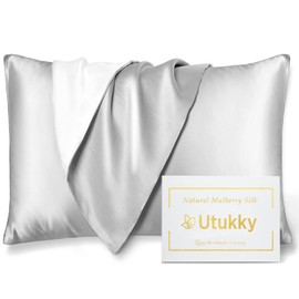 Utukky Silk Pillowcase (As Seen on TV) Pillow Cover, Single-Sided Silk, 16.9 x 24.8 inches (43 x 63 cm), Envelope Type Pillowcase, Silk Pillowcase, Tencel, Washable, Reduces Bedhead, Antibacterial