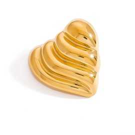 Sea Wave Heart Love Brooch Pin for Women Stainless Steel 18K Gold Plated Hearted Lapel Pins Sweater Scarf Hat Dress Suit Badge Backpack Clothes Accessories Brooches Fashion Jewelry for Lover Her