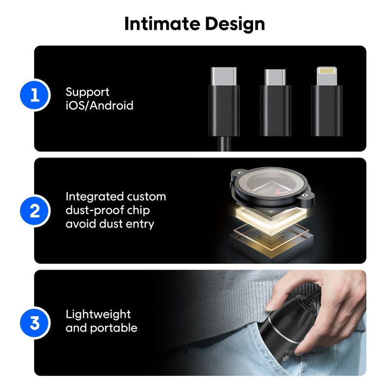 USB Digital Microscope, 50x-1600x Magnification Handheld, 1920P HD 8 LED