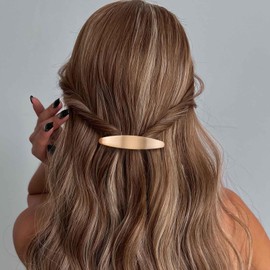 IRCOMULTI French Metal Hair Barrette Hairclips Brushed Gold Oval Hairclip Pin Geometric Ponytail Holder Hair Clips Minimalist Barrette Decorative Hair Accessories for Women Headdress(Gold Oval)