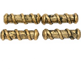 15g Bali Spiral Tube Beads Antique Gold Plated 22.5mm