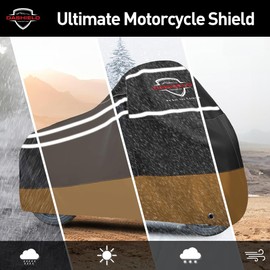 DaShield Ultimum Series Motorcycle Cover All Season Waterproof Dust, Sun, Universal Heavy Duty Durable Indoor/Outdoor Scooter Cover with Lock-Holes (Brown, S)