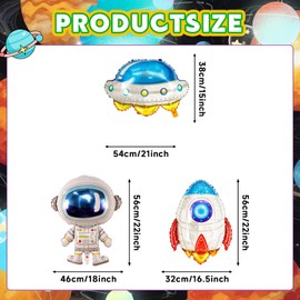 AHVMIL Pack of 6 Space Children's Birthday Decoration, Large Astronaut Spaceship Rocket Balloons Set - Decoration for Space Birthday Parties