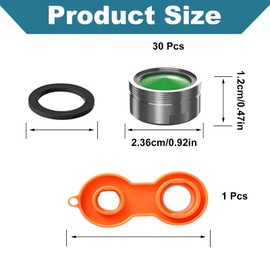 Pack of 30 Tap Attachment Aerator, M24 Aerators for Taps M24 with ABS Filter Including Mixing Nozzle Key Premium Tap Strainer Insert for Bathroom Kitchen