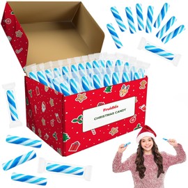Fruidles Christmas Candy Canes Mini's Suckers Wrapped, Peppermint Flavor, Individually Wrapped (96-Pack, Blue)
