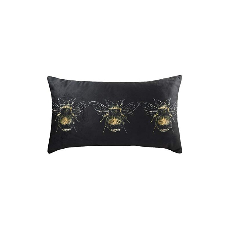 Evans Lichfield Gold Bee Cushion Cover, Black, 30 x 50