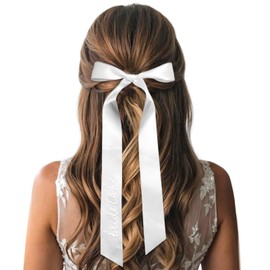 SAWINDA Wedding Hair Bows Bachelorette Bride To Be Bowknot Hair Clip Off-White Organza Bride Bow Clip Bridesmaid Favor for Women and Girls Bridal Shower Bachelorette Party