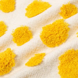 Boho Lumbar Throw Pillow Cover for Couch, Tufted Chenille Woven Decorative Cushion Case with Pom Poms and Tassels for Bedroom, Living Room, Car, 12x20 Inch, Lemon Yellow, 1 PCS