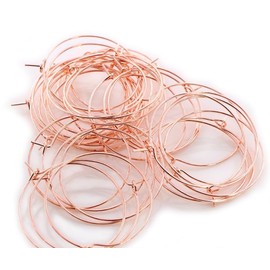 50pcs 35 mm Silver Hoops Earrings Metal Big Circle Ear Wire Hoops Earrings Wires for DIY Jewelry Making Supplies Jewelry Findings (1.38inch) (Rose Gold)
