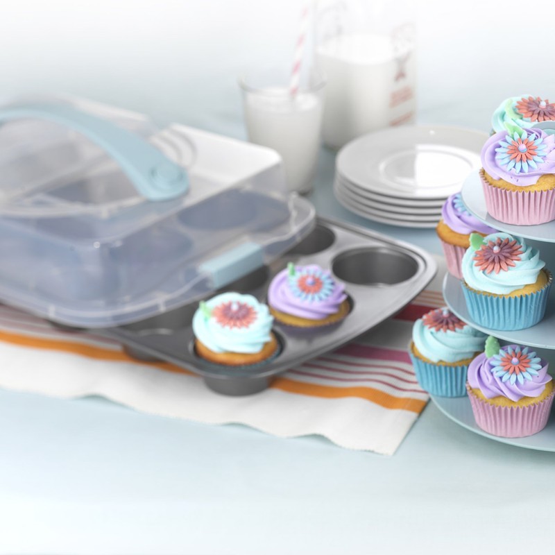 GoodCook Sweet Creations Bake-Take-Serve Nonstick Cupcake Pan Set with Tiered