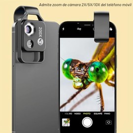 ASHATA Soporte de Adaptador Universal para Telfono Celular, Mini Microscopio de Bolsillo 200X con Lente CPL, Adaptador de Montaje para Microscopio de 