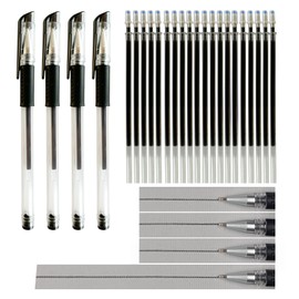 Dinggaogao 4 Heat Erasable Pens Fabric Marker Barrels, 20 black Refills for quilting supplies, sewing supplies, embroidery, diy crafts. (black)