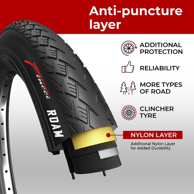 Fincci Roam 700 x 32c Tyre with Antipuncture Protection, 32-622,