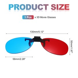 sourcing map Red Blue/Cyan 3D Clip-on Glasses, Anaglyph 3D Viewing Glasses Hanging Frame Round for Movies Theater Games TV Photos Projector