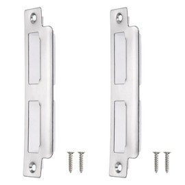 sourcing map Door Strike Plate, 2Pcs 145mm x 37.5mm 201 Stainless Steel Latch Deadbolt Strike Plate for Door Frame Door Jamb, Silver