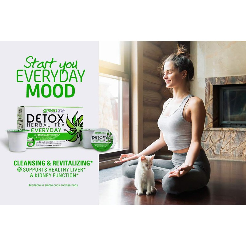 greenside Detox Herbal Tea Single Serve Cups for Everyday -