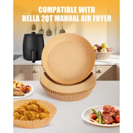 130PCs Airfryer Paper Liners for Bella 2QT Manual Air Fryer, Non Stick Disposable Airfryer Round Parchment-Paper Small Liner, Food Grade Air-Fryer Accessories Free of Bleach