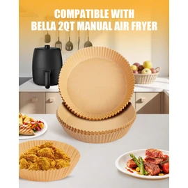 130PCs Airfryer Paper Liners for Bella 2QT Manual Air Fryer, Non Stick Disposable Airfryer Round Parchment-Paper Small Liner, Food Grade Air-Fryer Accessories Free of Bleach